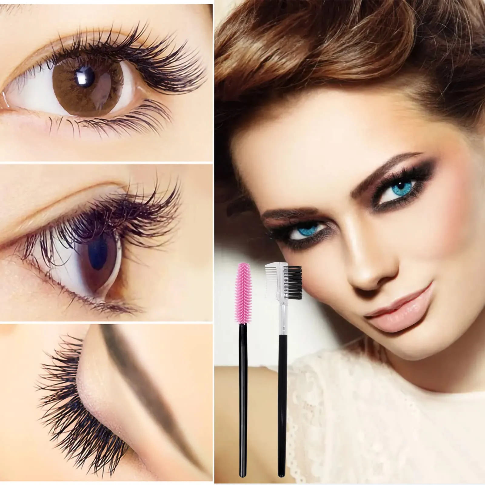 102 Disposable Eye lash Brush Mascara Wands Spoolies Silicone Professional Applicator Tool Accessories Eyebrow Brush for Extension Eyelash and Make up