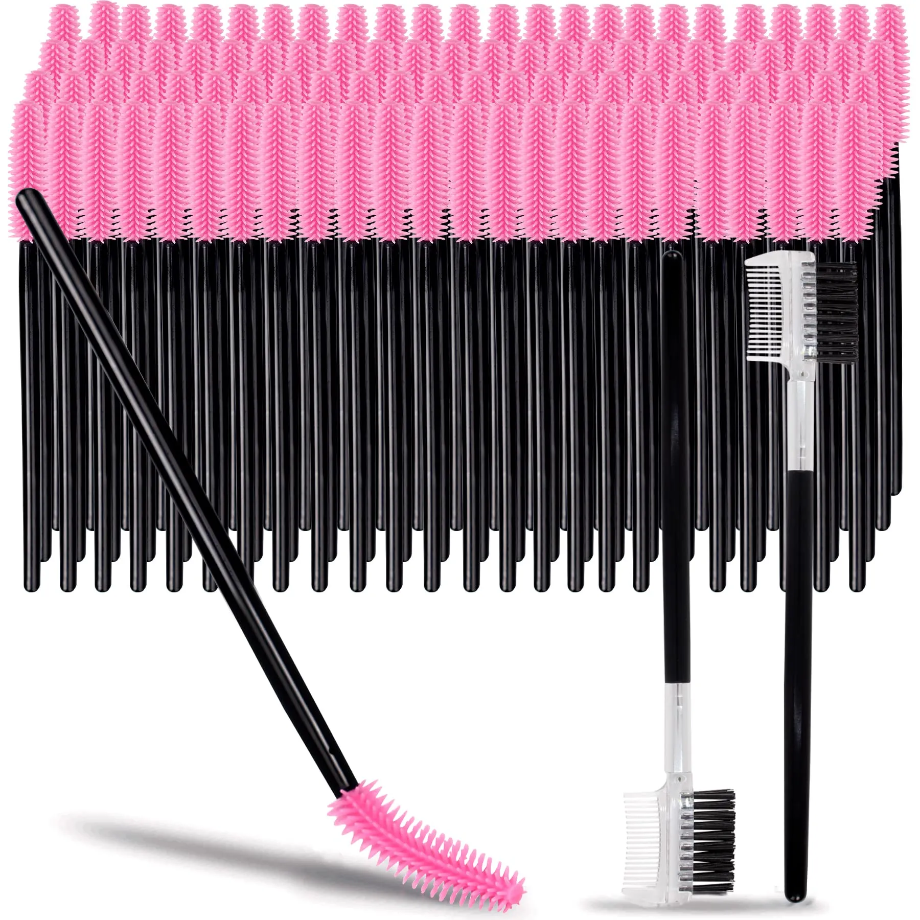 102 Disposable Eye lash Brush Mascara Wands Spoolies Silicone Professional Applicator Tool Accessories Eyebrow Brush for Extension Eyelash and Make up