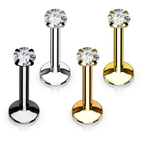 4 Pcs Value Pack Internally Threaded Round Prong Top Gem WildKlass Labret Monroe Titanium IP Over 316L Surgical Steel