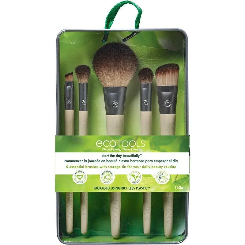 5 pcs Essential Makeup Brushes Set With Storage Tin - EcoTools