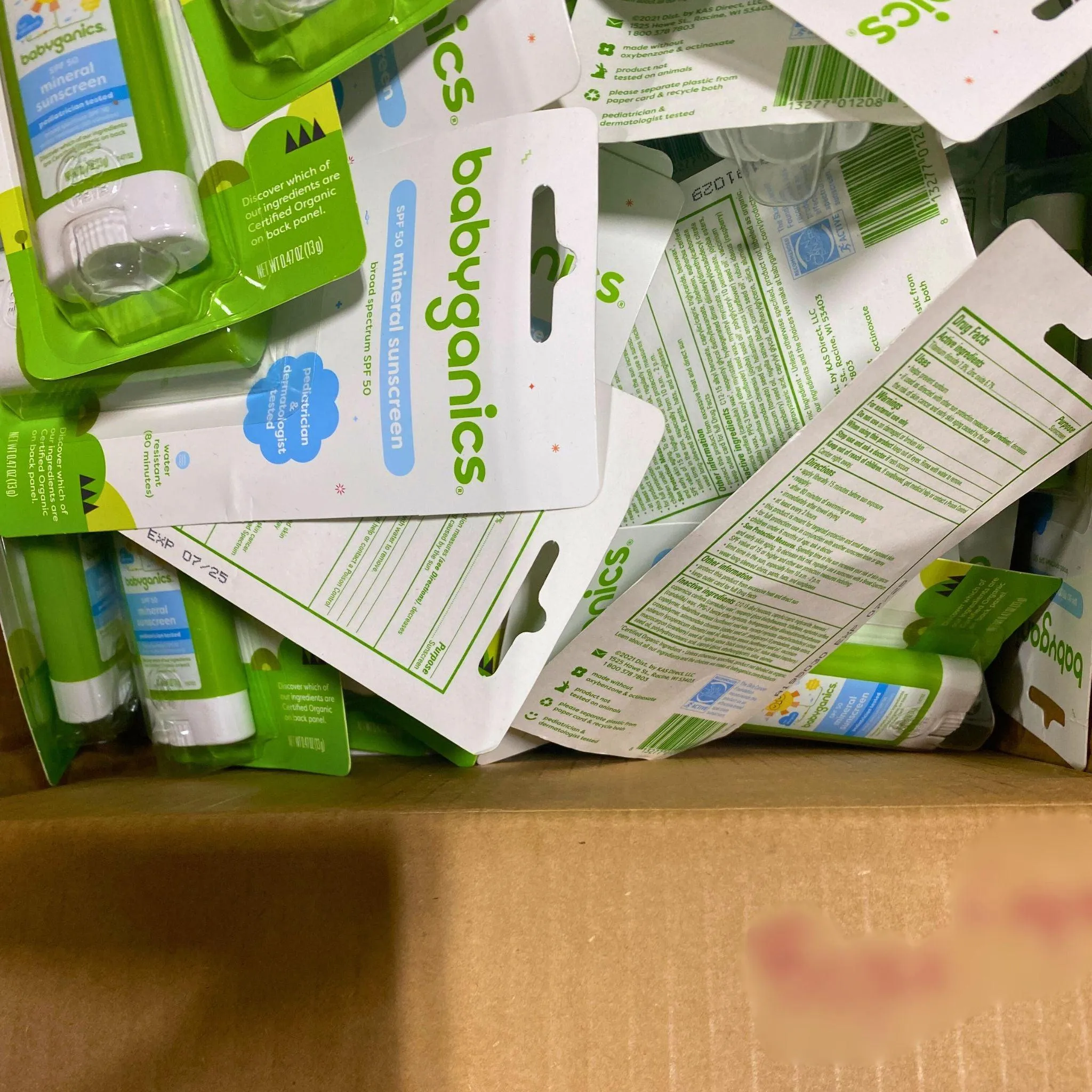 BabyGanics SPF 50 Mineral Sunscreen Stick 0.47 Oz (50 Pcs Lot)