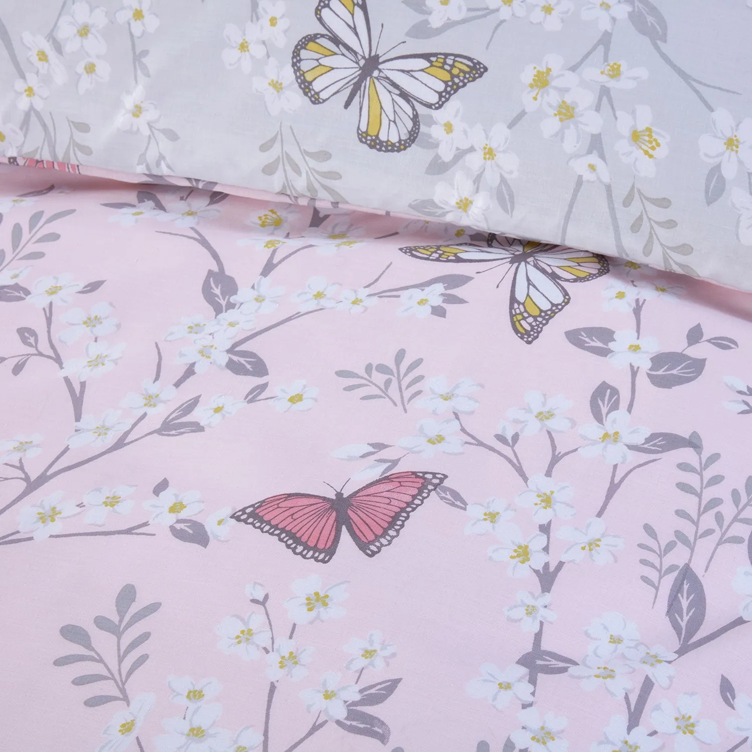 Butterfly Blush Pink Reversible Duvet Set