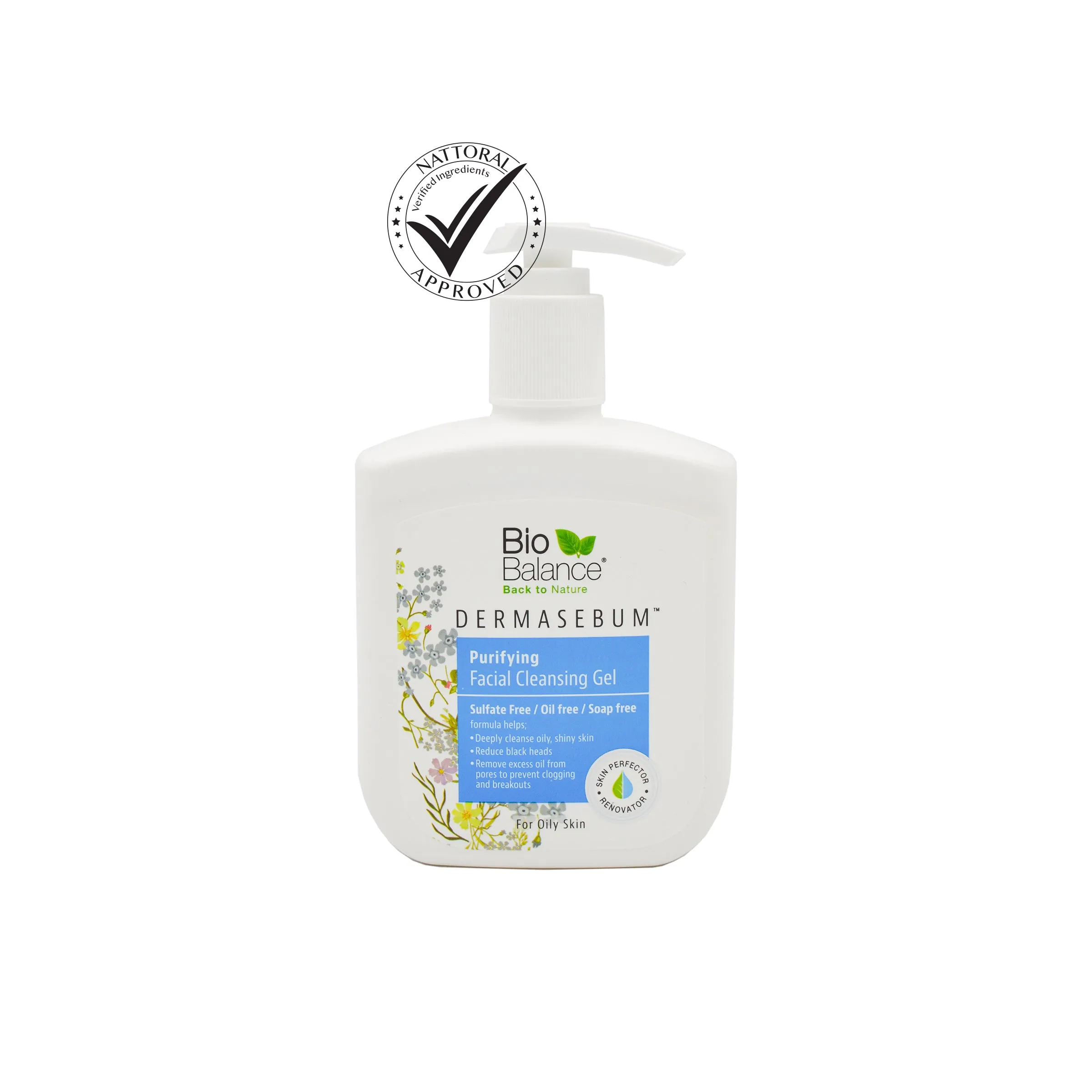 Derma- Sebum Purifying Facial Cleansing Gel for oily acne prone skin -250ml- Biobalance