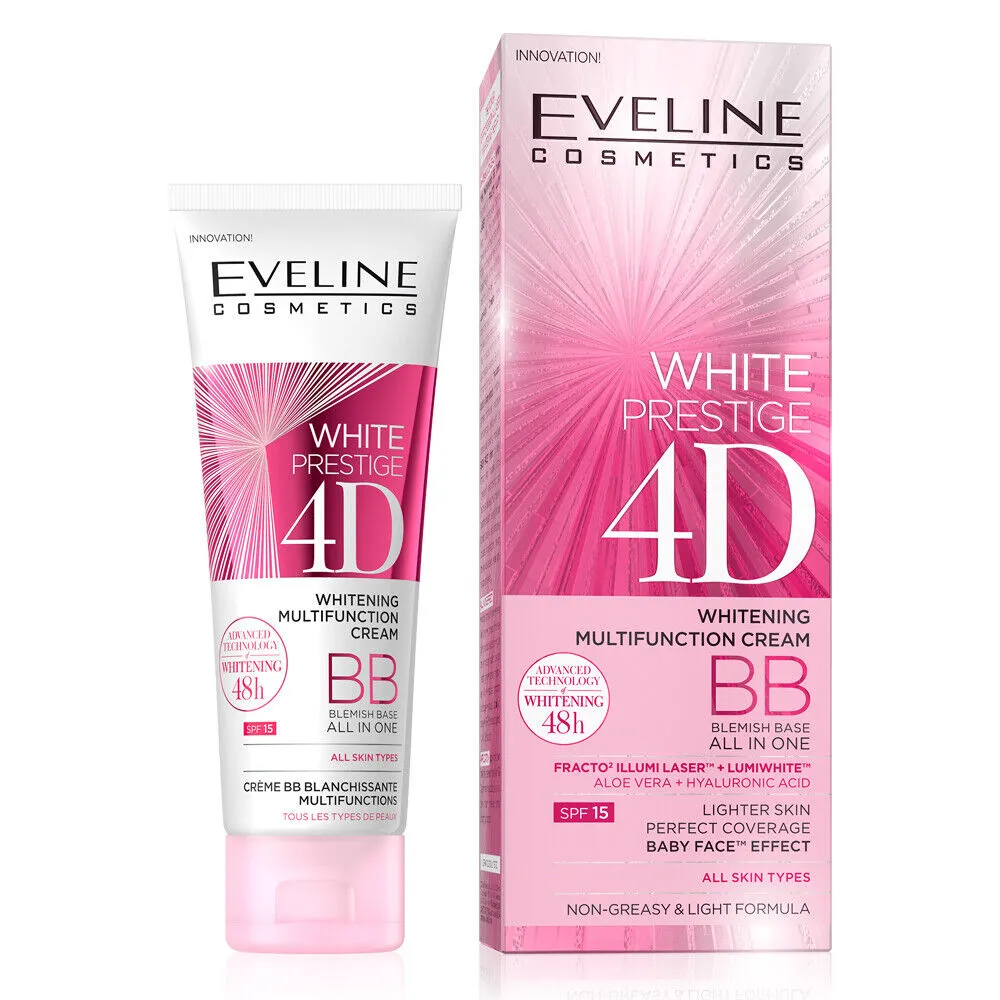 Eveline White Prestige 4D Whitening Multi-Function BB Cream - 50ml | ايفيلين بيبي كريم لتفتيح البشرة - 50 مل