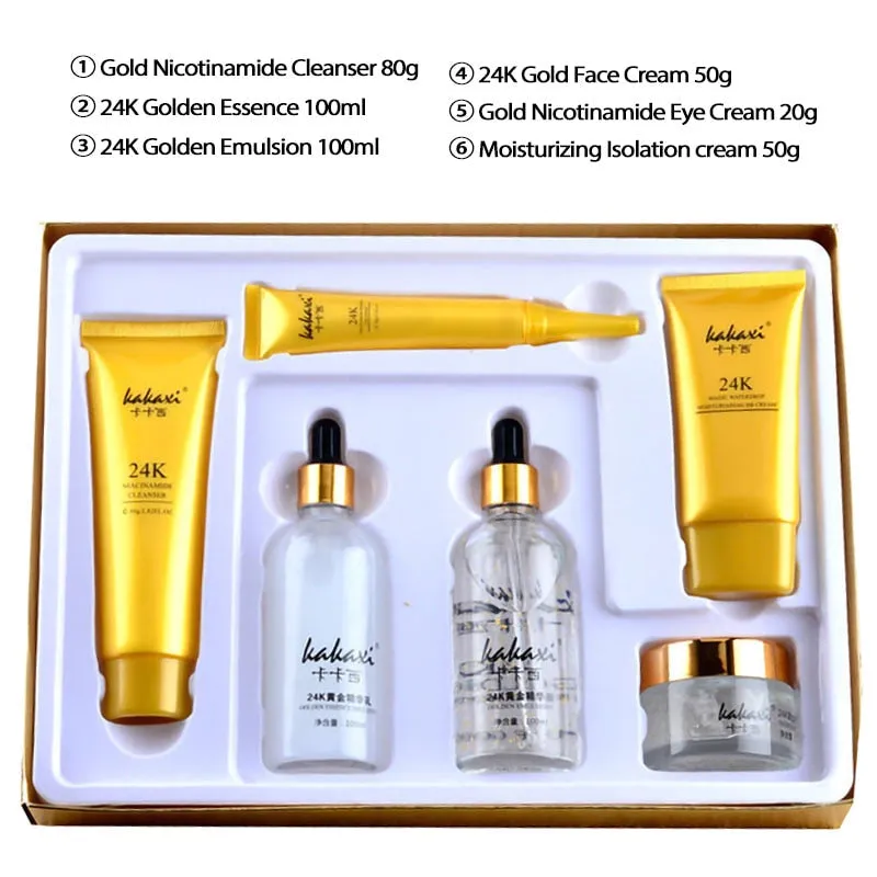 Gold Beauty Skin Care Set Nicotinamide Face Essence Eye Cream Isolation Cream Anti-aging Face Care Set With Exquisite Gift Box