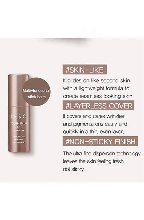IASO Youth Balm BB, Multi-Functional Stick Balm with BB & Sunscreen (SPF50 /PA    )