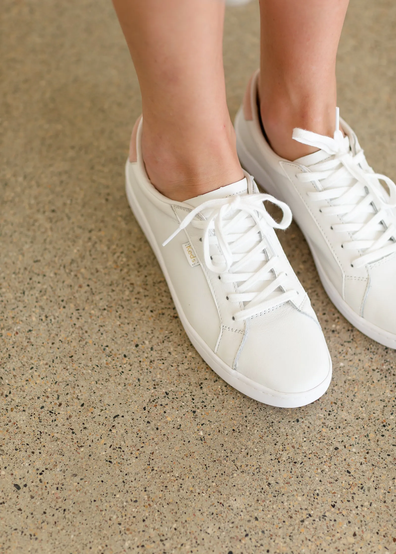 Keds White   Blush Leather Sneaker - FINAL SALE