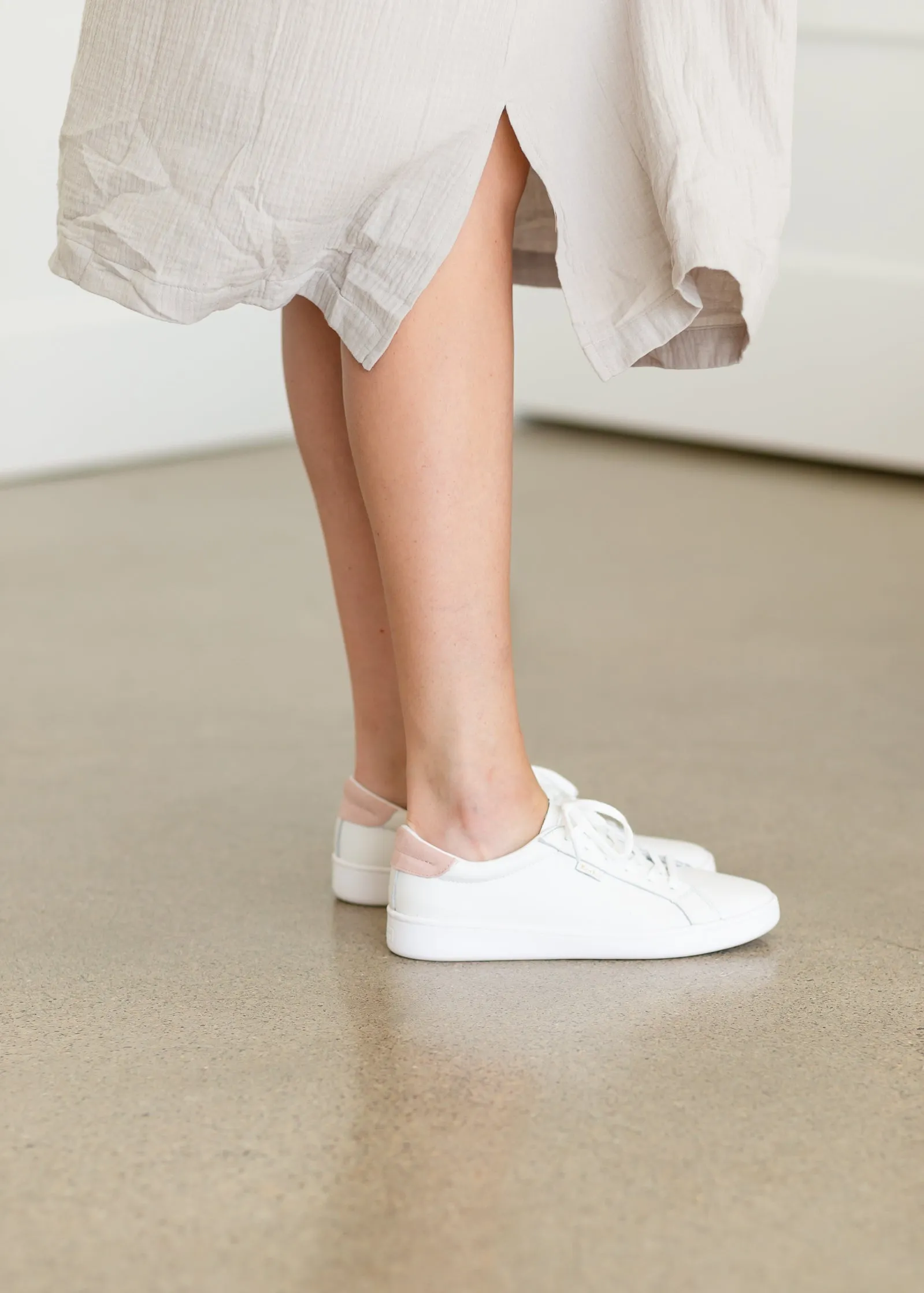 Keds White   Blush Leather Sneaker - FINAL SALE
