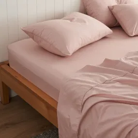 Leo Washed Cotton - Blush Fitted Sheet