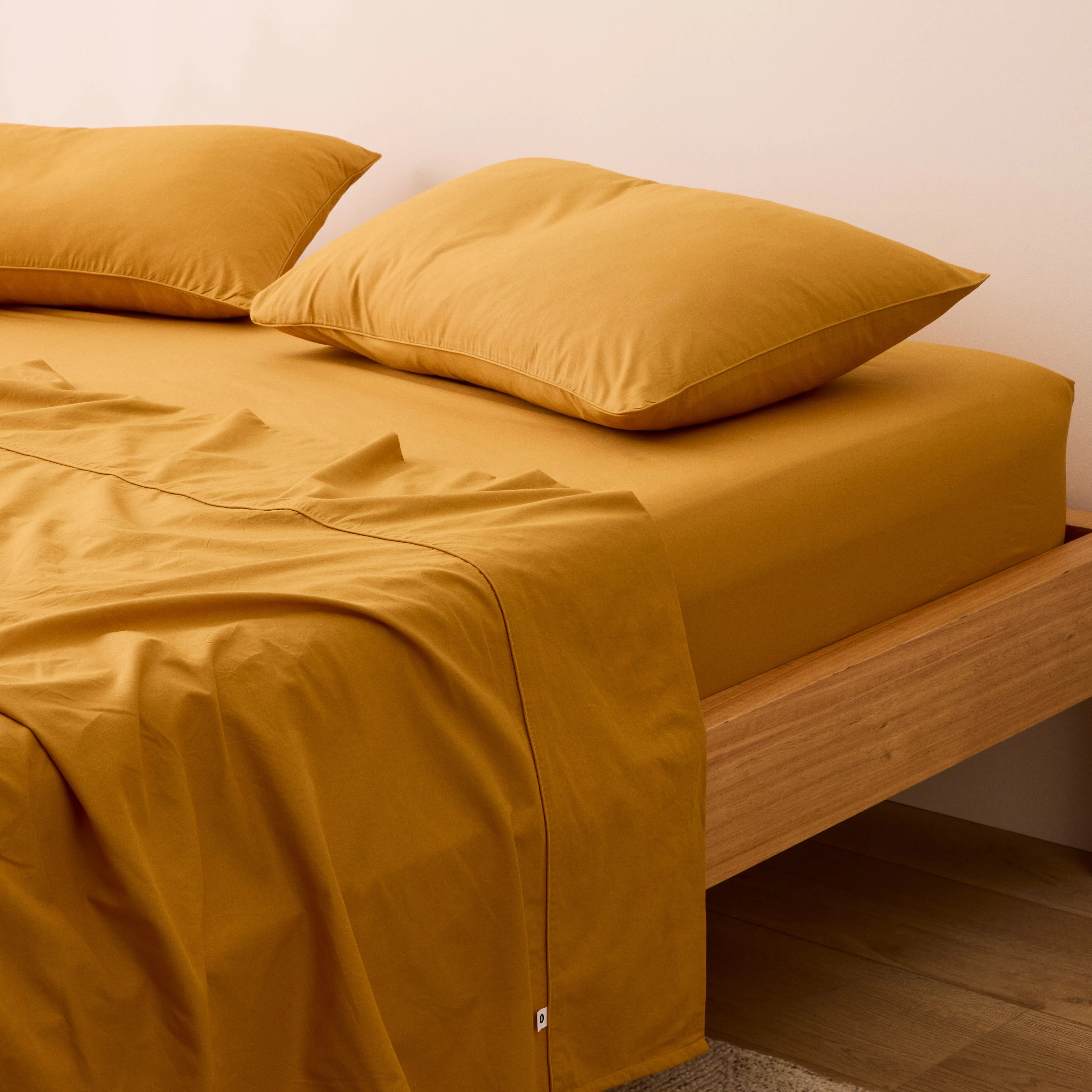 Leo Washed Cotton - Mustard Flat Sheet