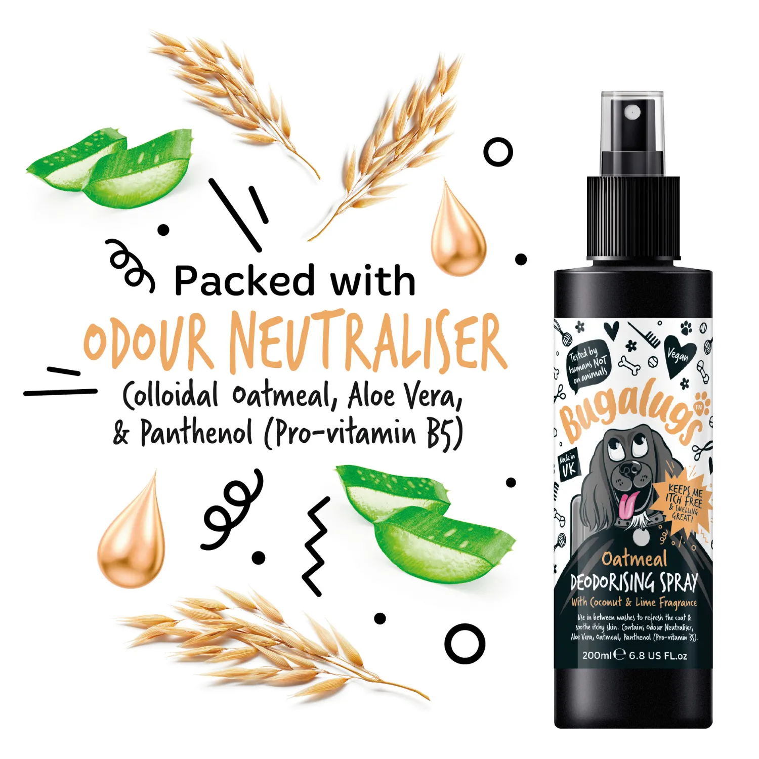 Oatmeal Dog Deodorising Spray with Coconut & Lime Fragrance