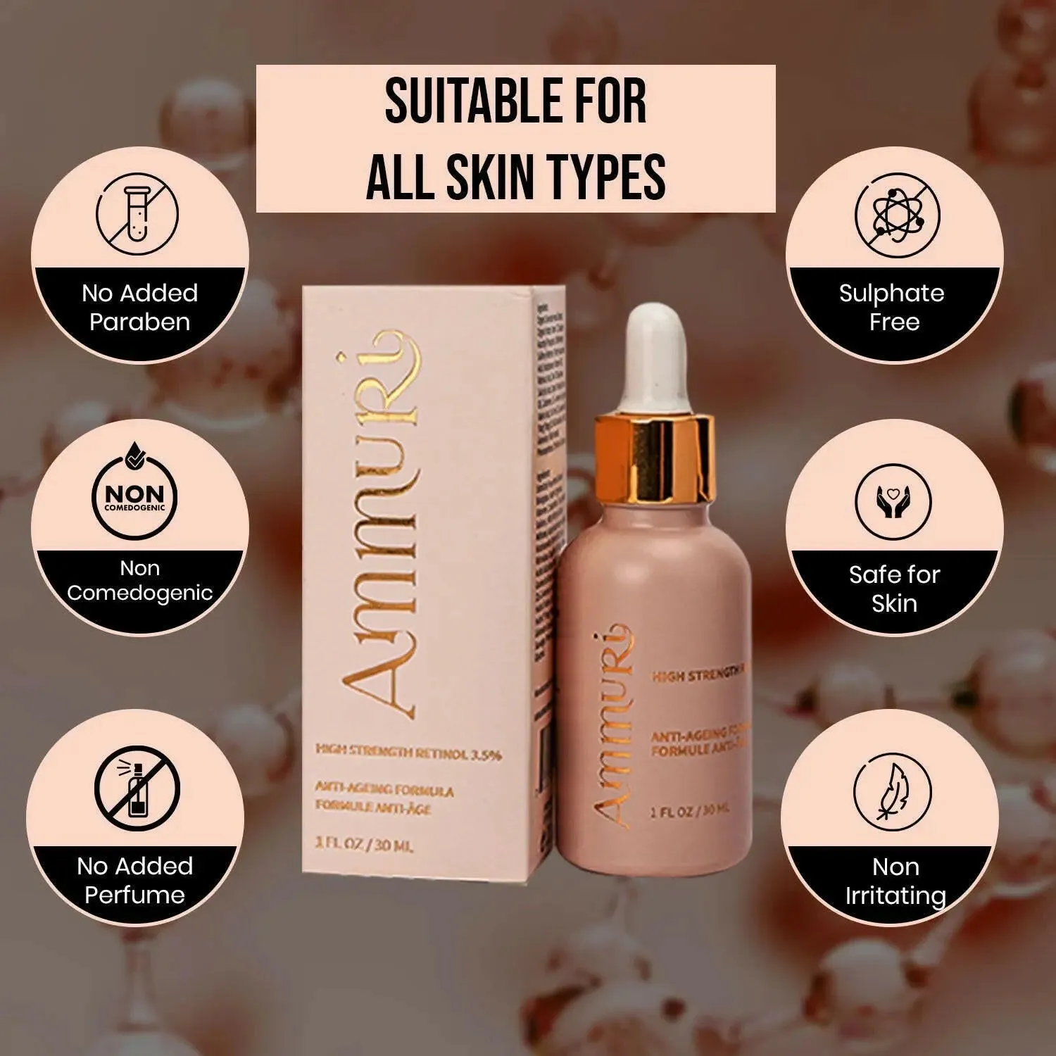 Retinol Face Serum 3.5% High Strength 30ml - with Hyaluronic acid, Vitamin C, E, B3, Aloe Vera