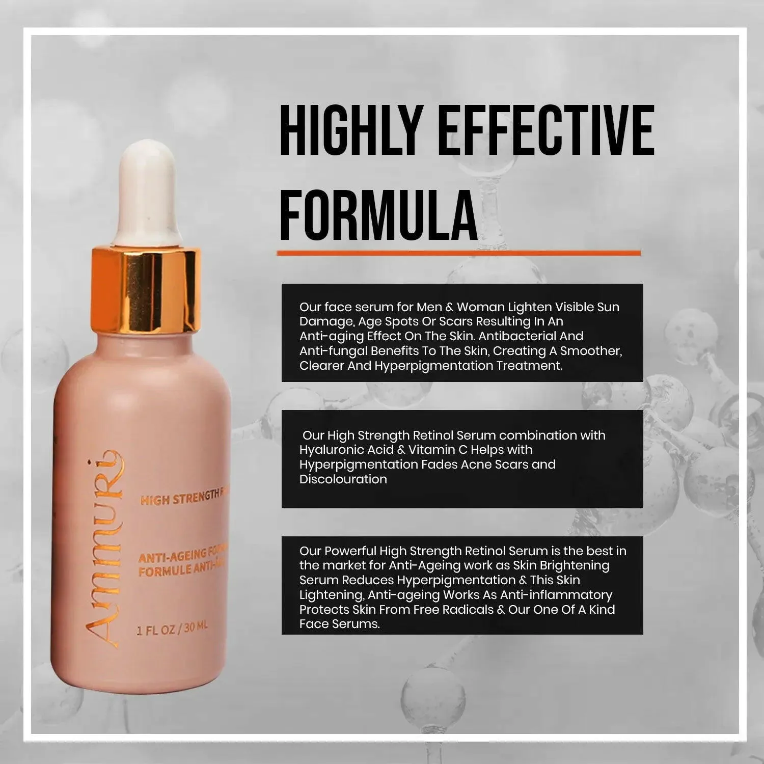 Retinol Face Serum 3.5% High Strength 30ml - with Hyaluronic acid, Vitamin C, E, B3, Aloe Vera
