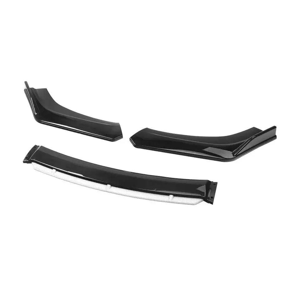 Universal Gloss Black 4-Piece Front Spoiler With White Lip