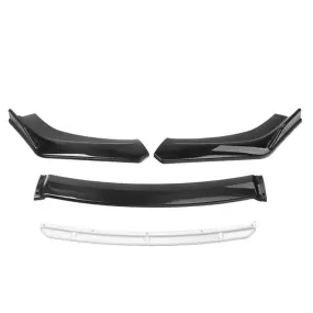 Universal Gloss Black 4-Piece Front Spoiler With White Lip