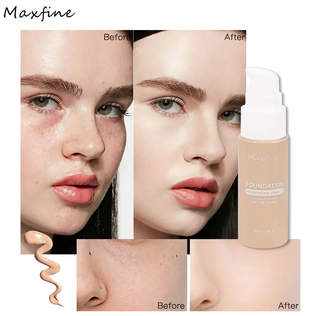 Yeknu Liquid Face Foundation Cream Oil-Control BB Cream Matte Base Brightening Concealer Lasting Full Coverage Women Makeup Cosmetics
